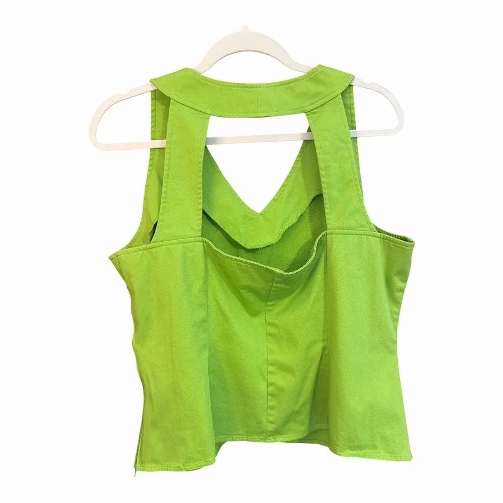 Sag‎ Harbor Petite Cherry Embroidered Matching Set Green Crop Top Size 14P Y2K